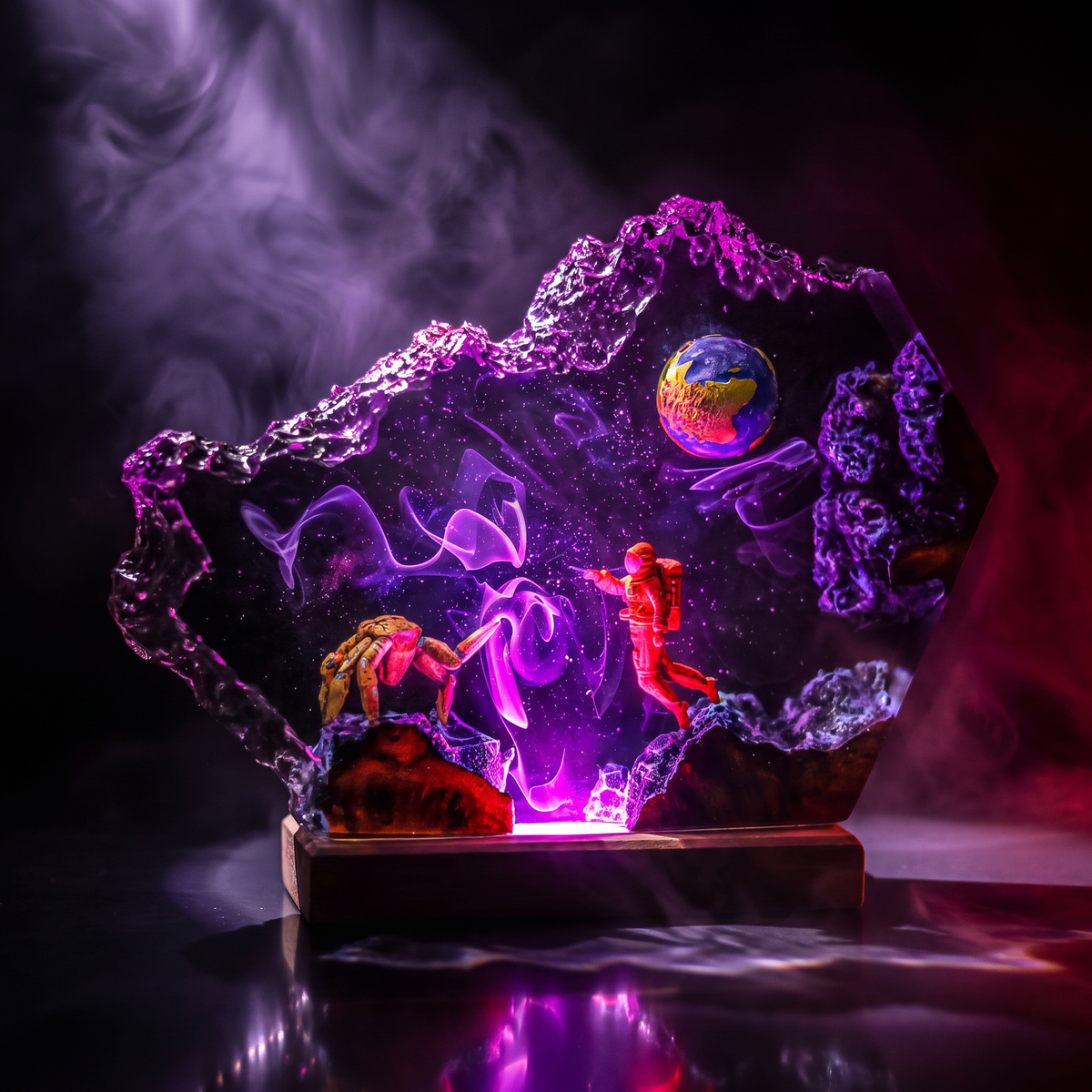 Rocky Resin Lamp V2 - Project Hail Mary beautifully showcasing a cosmic scene with a space-themed design.