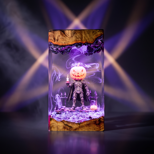Jack-o-Lantern Resin Lamp - Halloween LED Decor