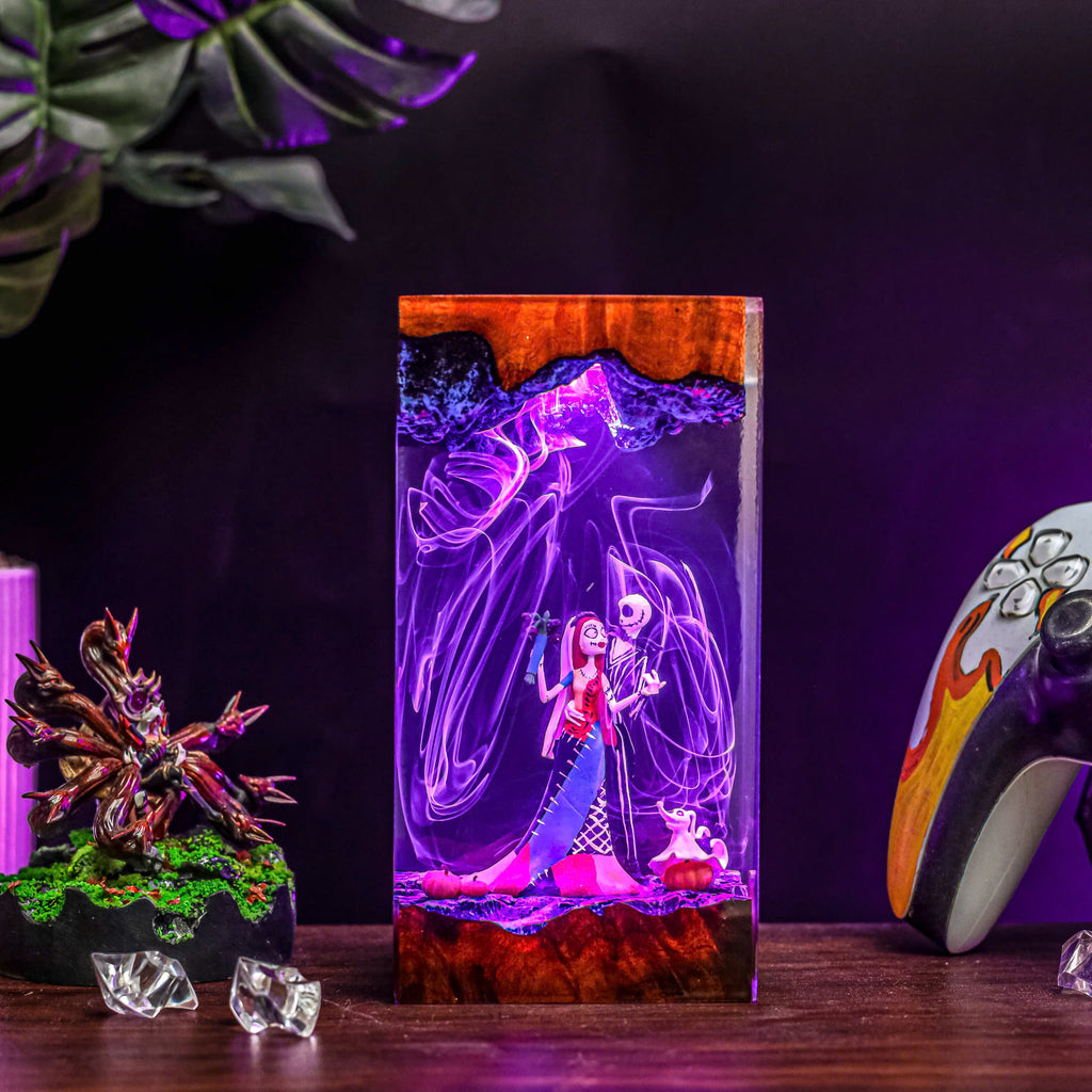 Jack Skellington Sally Resin Lamp | Handmade LED | Lumiverse Resin