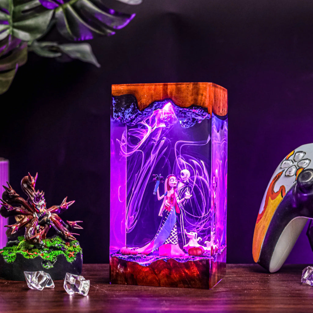 Jack Skellington Sally Resin Lamp | Handmade LED | Lumiverse Resin