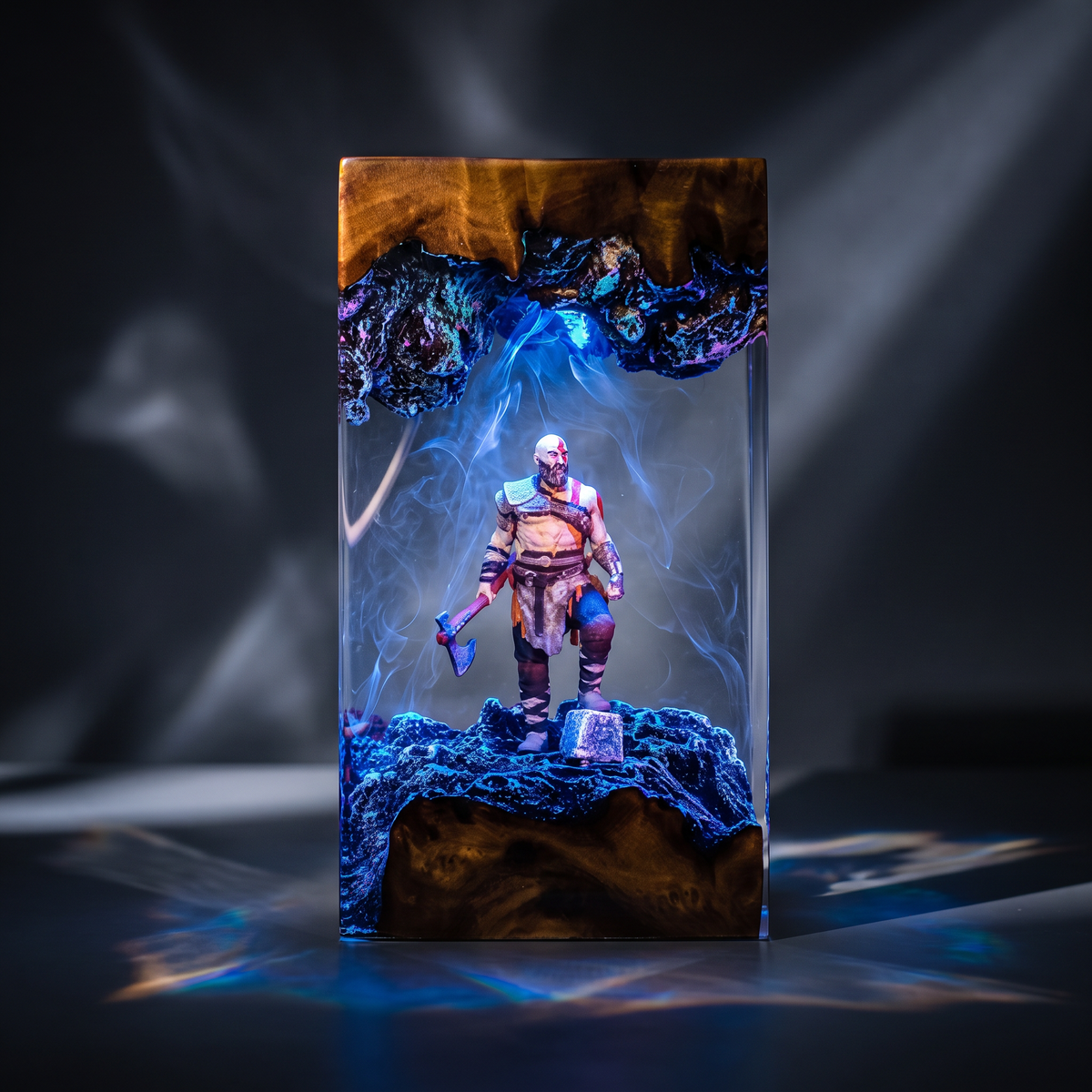 Kratos Resin Lamp | GodOfWar Gift | Lumiverse Resin