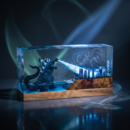 Godzila V2 Resin lamp Lumi Verseresin Studio