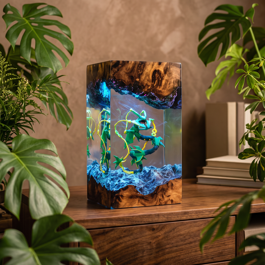 Mega Rayquaza Resin Lamp | USB-Powered LED Pokemon | Lumiverse Resin