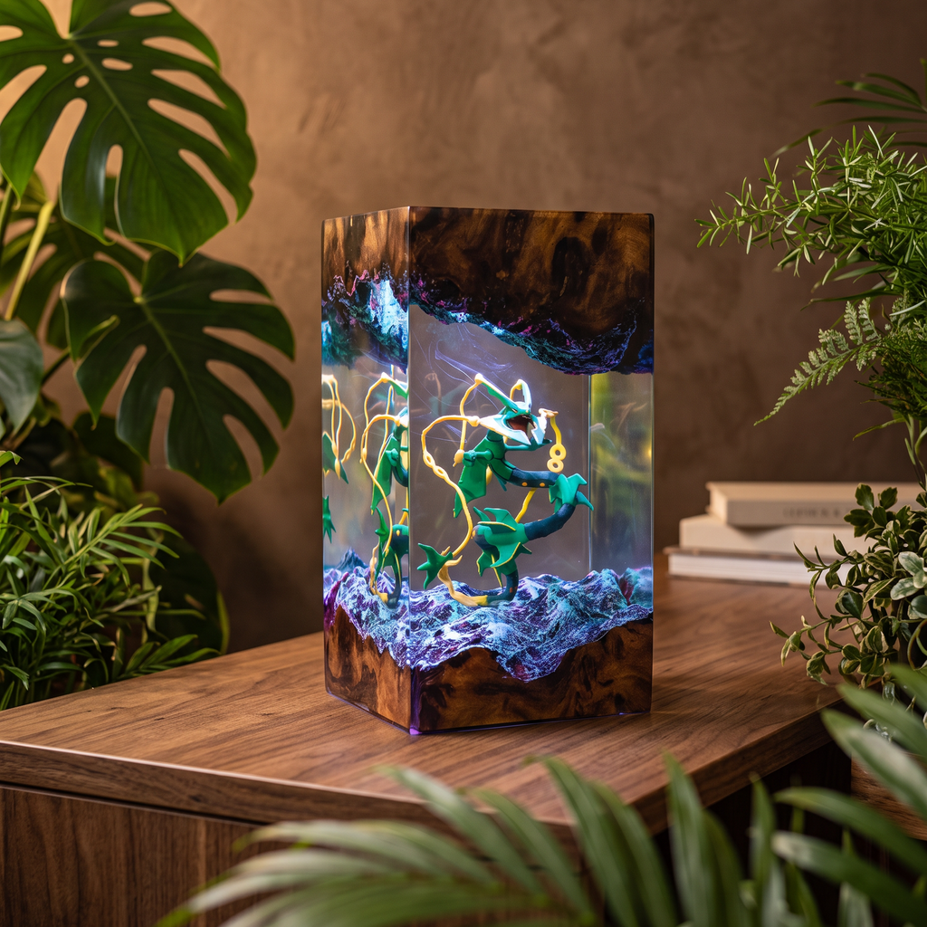 Mega Rayquaza Resin Lamp | USB-Powered LED Pokemon | Lumiverse Resin