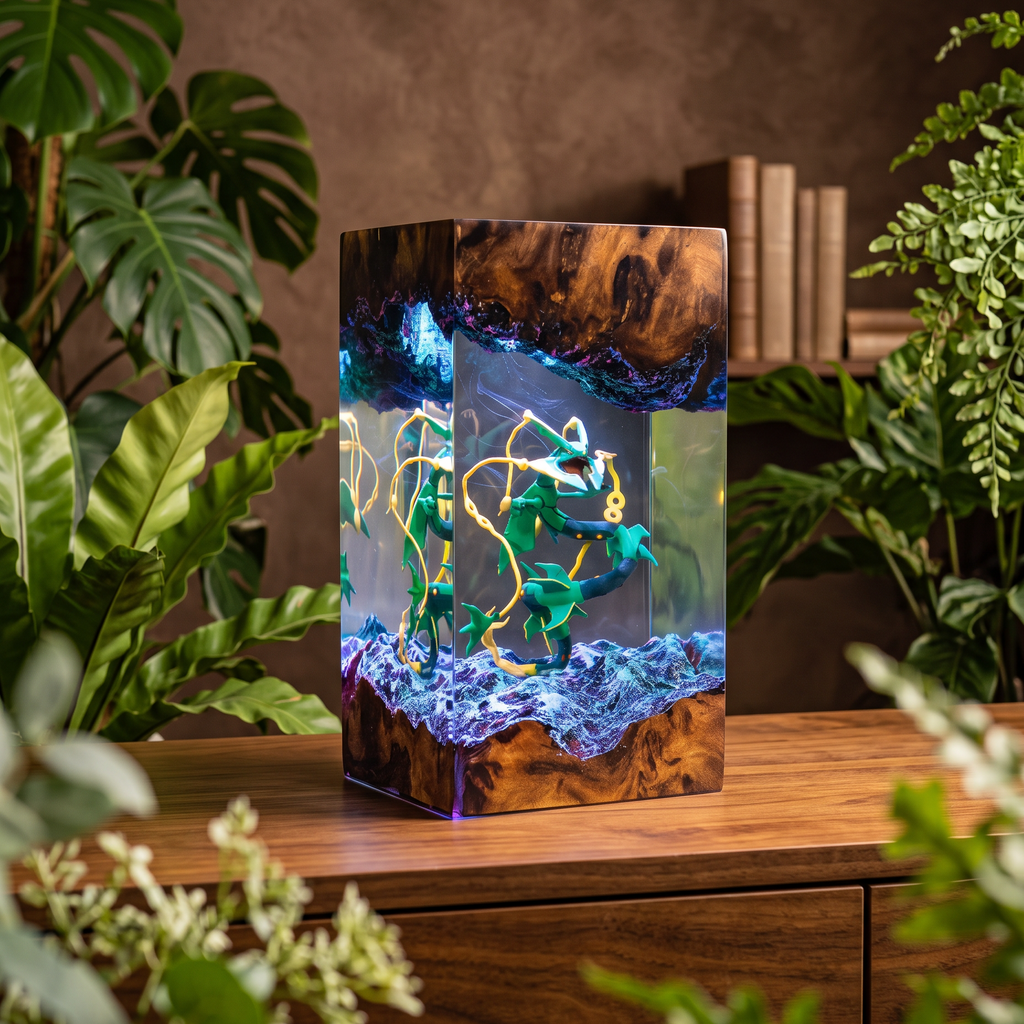Mega Rayquaza Resin Lamp | USB-Powered LED Pokemon | Lumiverse Resin