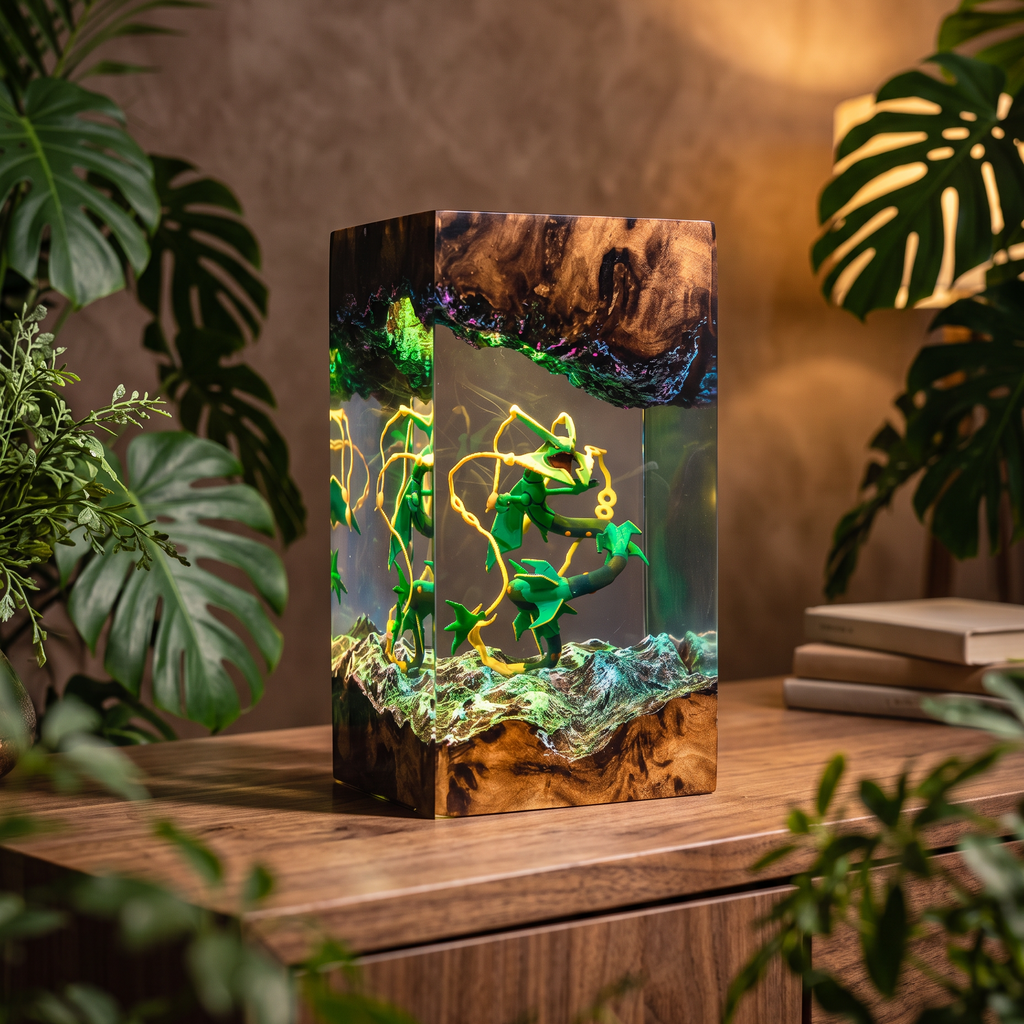 Mega Rayquaza Resin Lamp | USB-Powered LED Pokemon | Lumiverse Resin