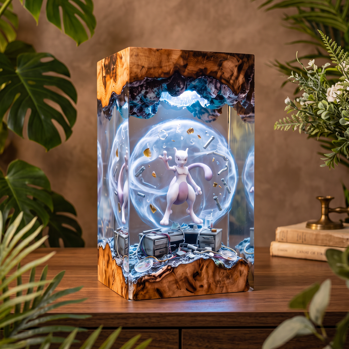 Mewtwo Resin Lamp | Pokemon Gift | Lumiverse Resin