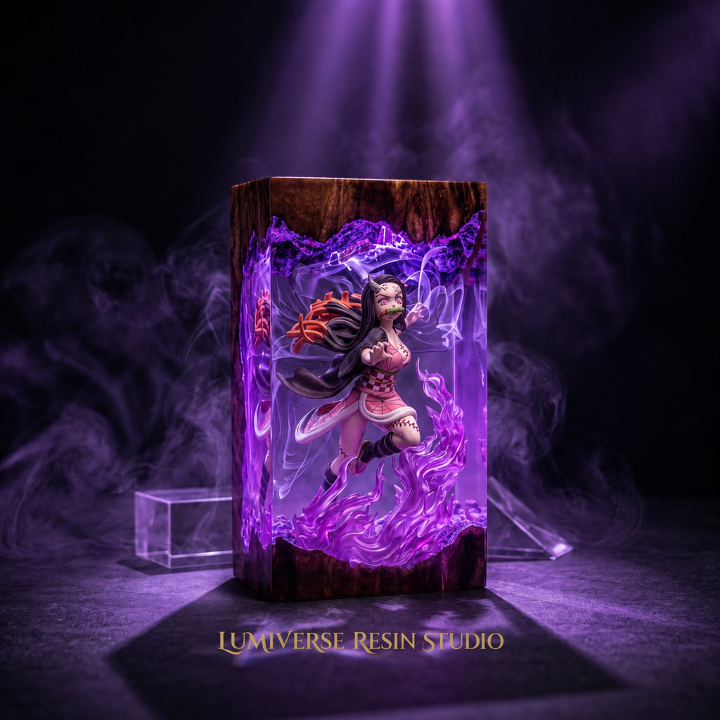 Nezuko Resin Lamp | USB-Powered LED DemonSlayer | Lumiverse Resin