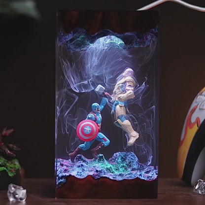 Thor vs Thanos Resin Lamp - Marvel Comics