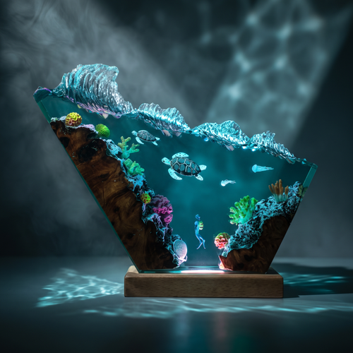 Sea Turtle Resin Lamp - Ocean Collection LED Decor