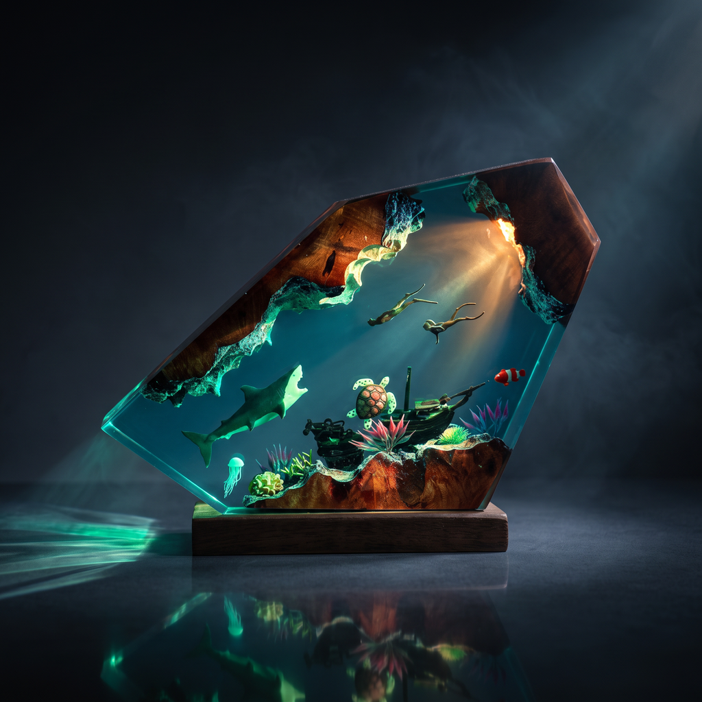 Shark Resin Lamp | Handmade LED Ocean | Lumiverse Resin