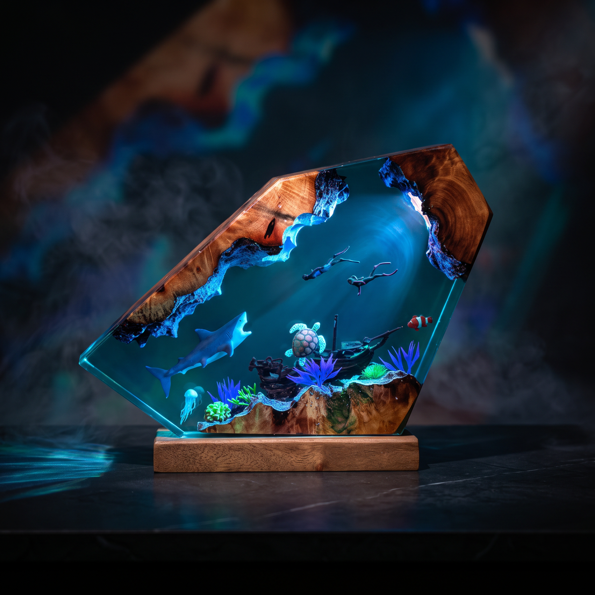 Shark Resin Lamp | Handmade LED Ocean | Lumiverse Resin