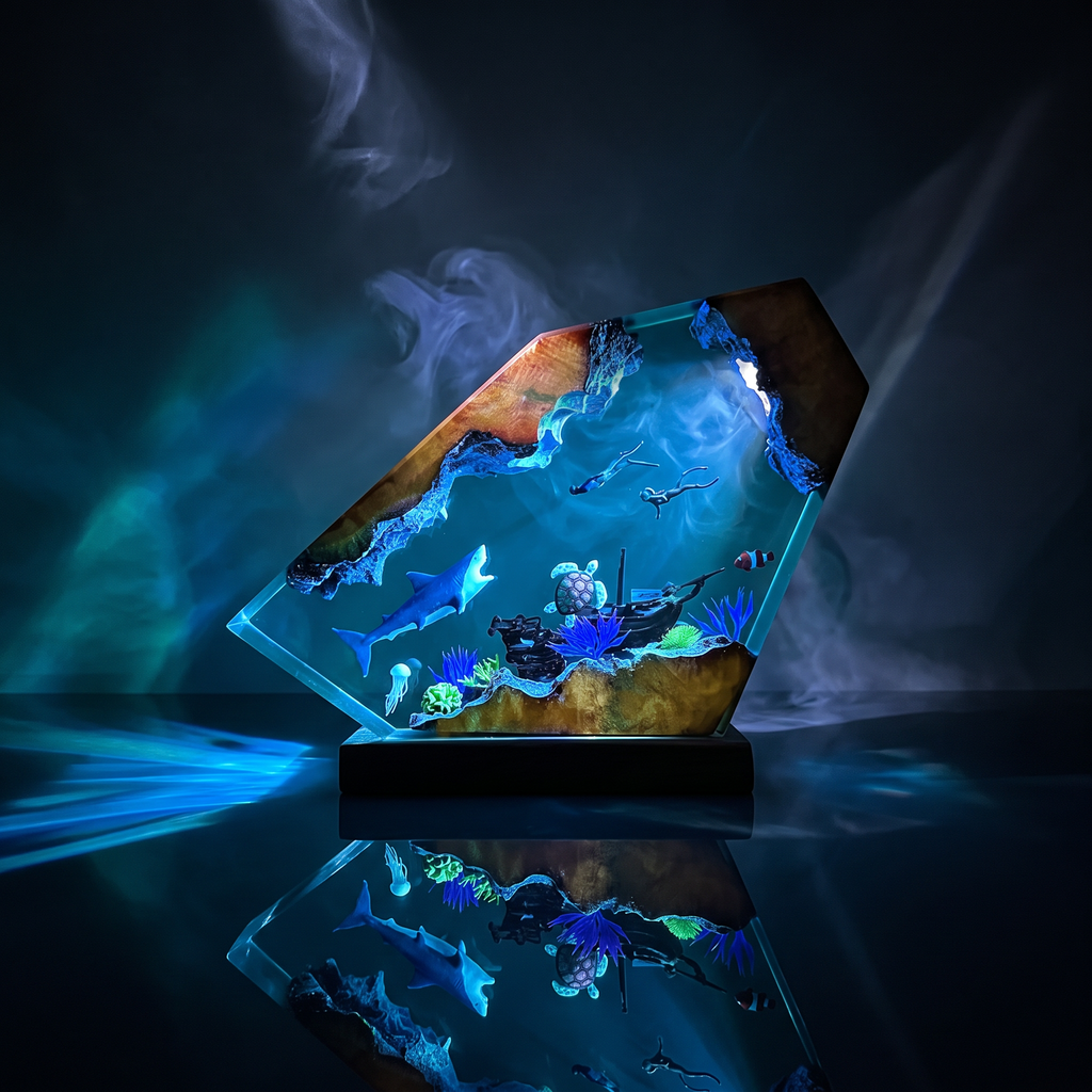 Shark Resin Lamp | Handmade LED Ocean | Lumiverse Resin