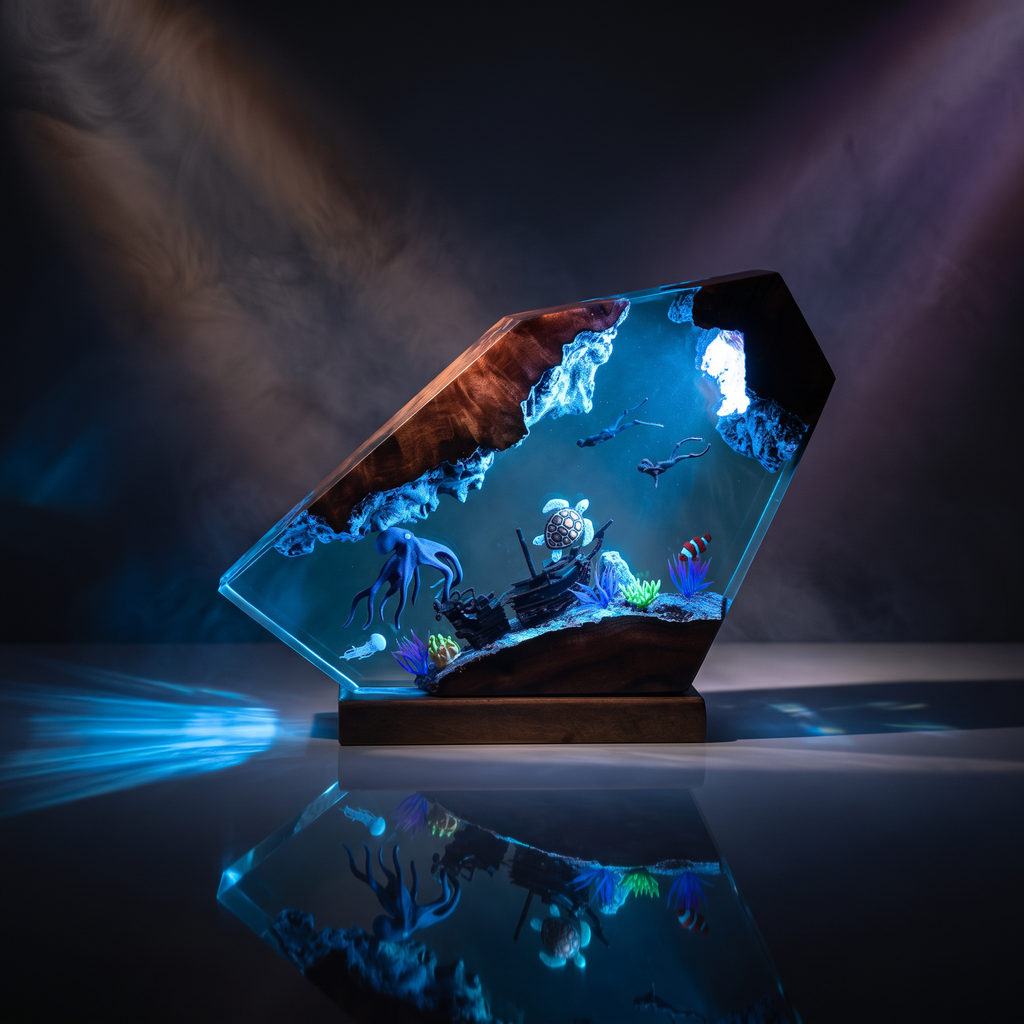 Shipwreck Resin Lamp | Ocean Gift | Lumiverse Resin