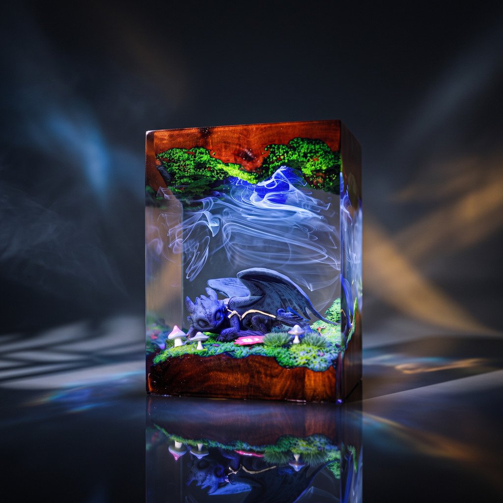Sleeping Toothless Resin Lamp | Handmade LED HowToTrainYourDragon | Lumiverse Resin