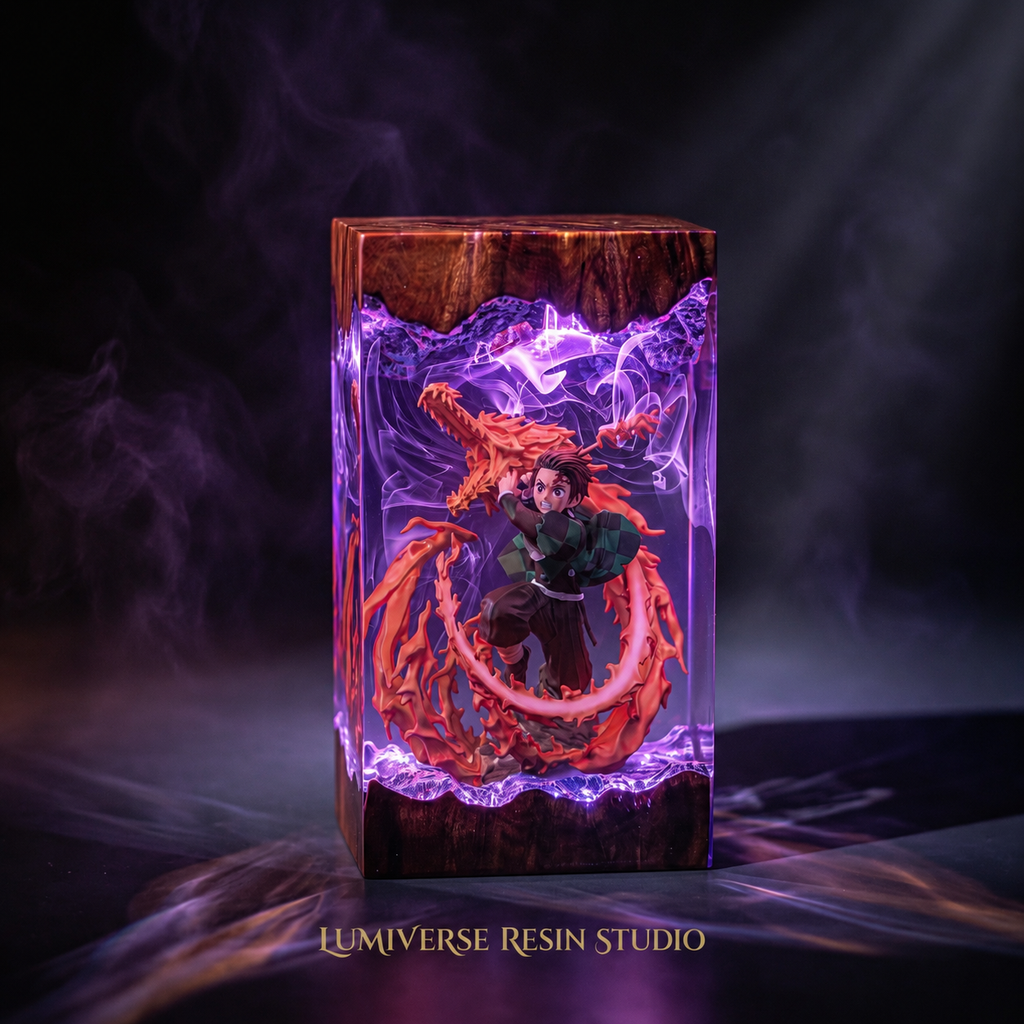 Tanjiro Resin Lamp | Handmade DemonSlayer LED | Lumiverse Resin