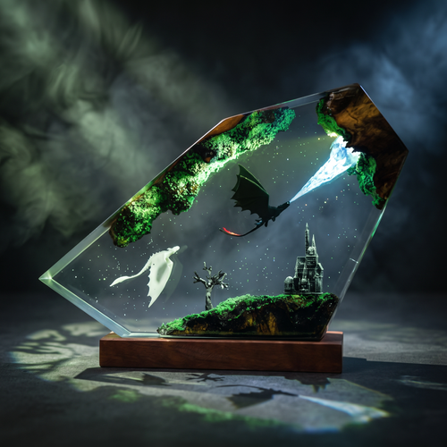 Toothless & Light Fury Resin Lamp V2 - Handmade LED Decor
