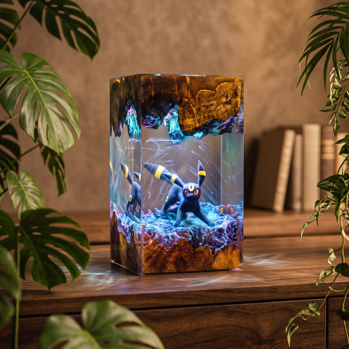 Umbreon Resin Lamp | Handmade LED Pokemon | Lumiverse Resin