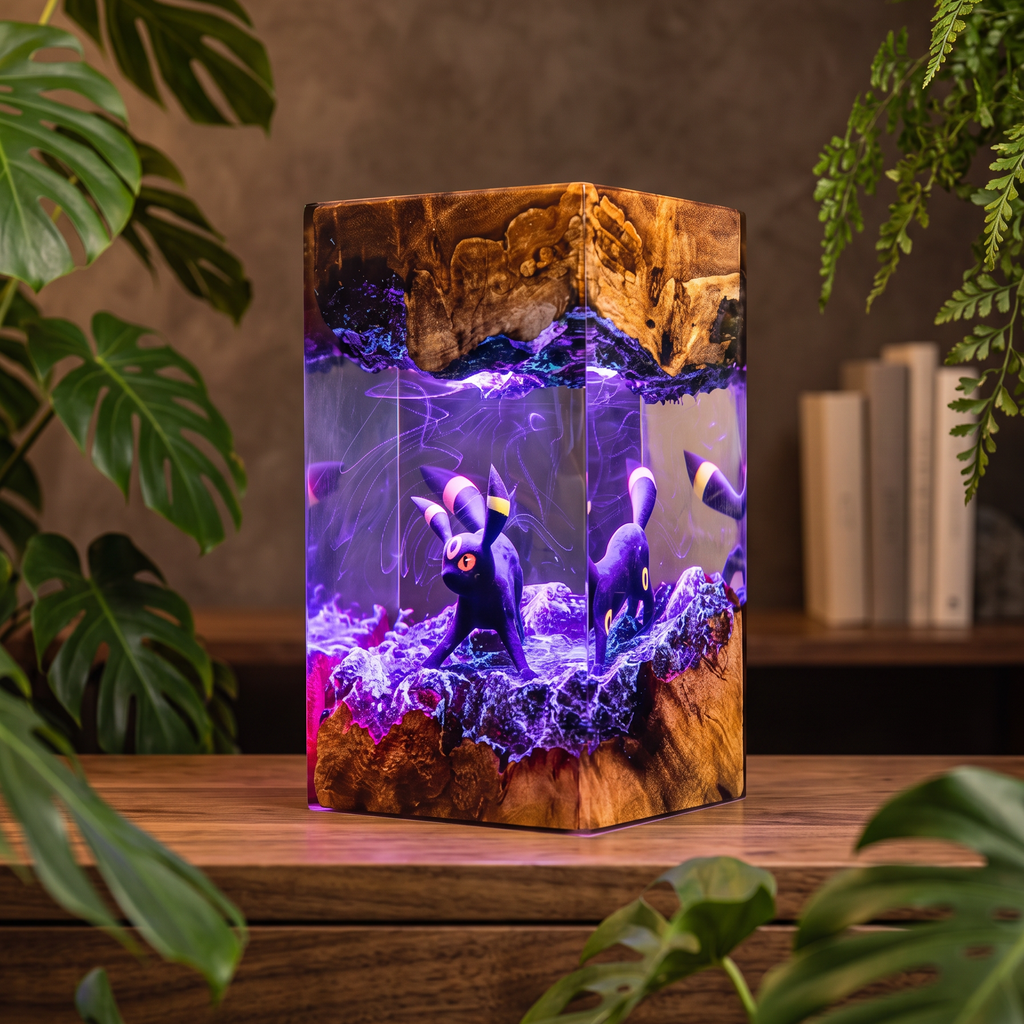 Umbreon Resin Lamp | Handmade LED Pokemon | Lumiverse Resin