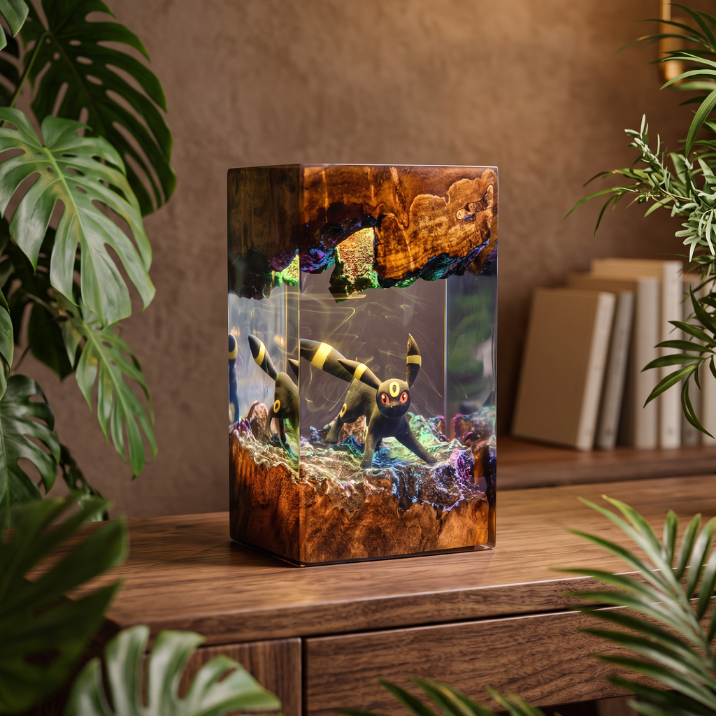 Umbreon Resin Lamp | Handmade LED Pokemon | Lumiverse Resin