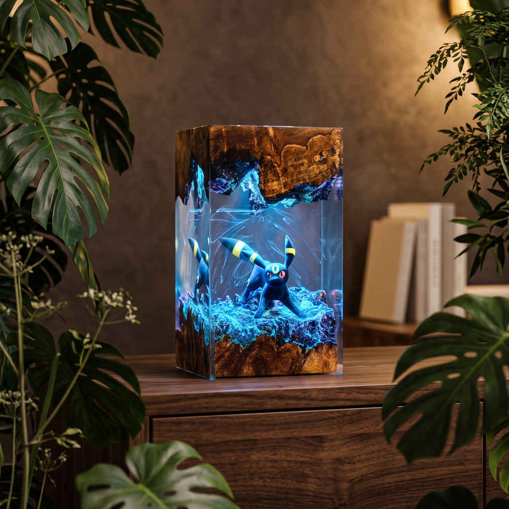 Umbreon Resin Lamp | Handmade LED Pokemon | Lumiverse Resin