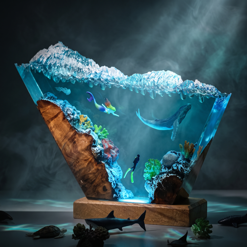 Whale & Mermaid Resin Lamp - Ocean Collection LED