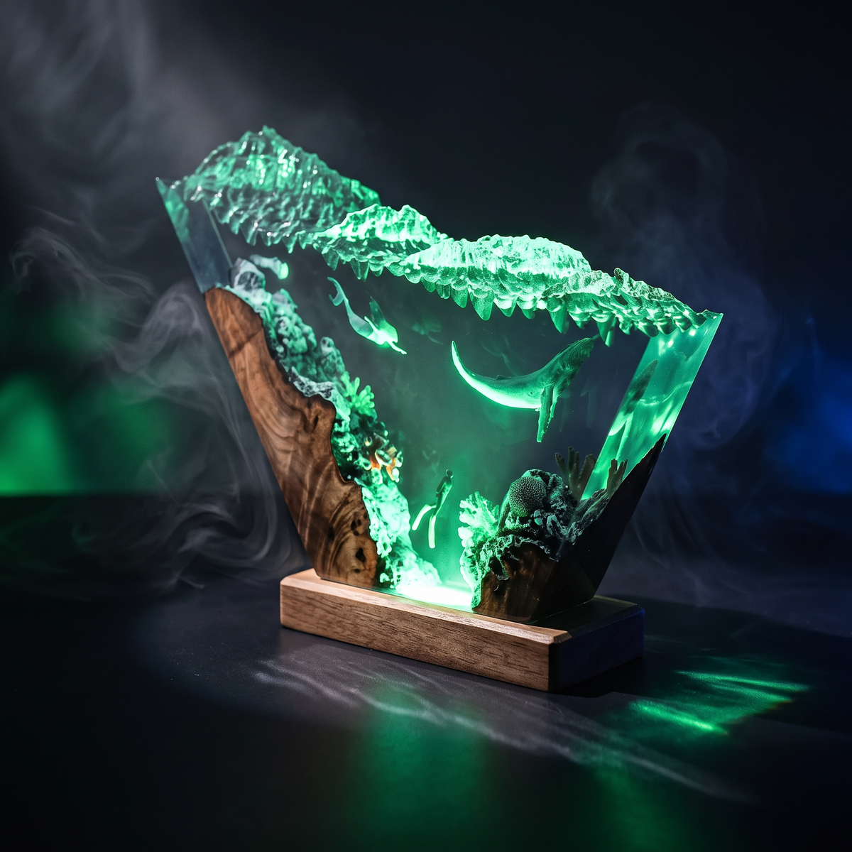 Whale Mermaid Resin Lamp | Handmade Ocean LED | Lumiverse Resin