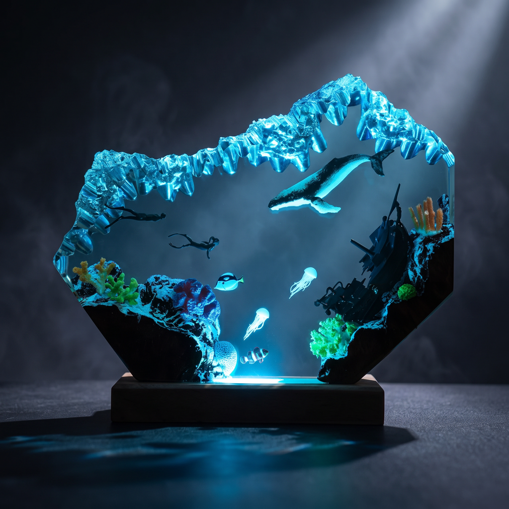 Whale Resin Lamp | Handmade Ocean LED | Lumiverse Resin