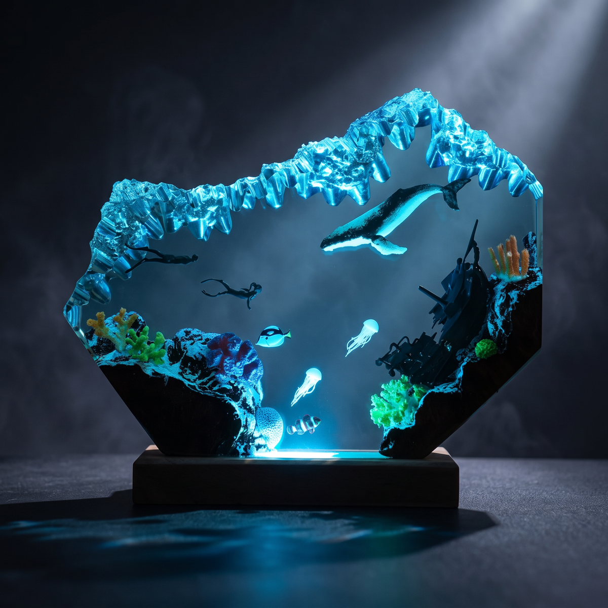 Whale Resin Lamp | Handmade Ocean LED | Lumiverse Resin