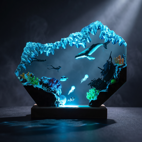 Whale Resin Lamp - Ocean Collection LED Decor