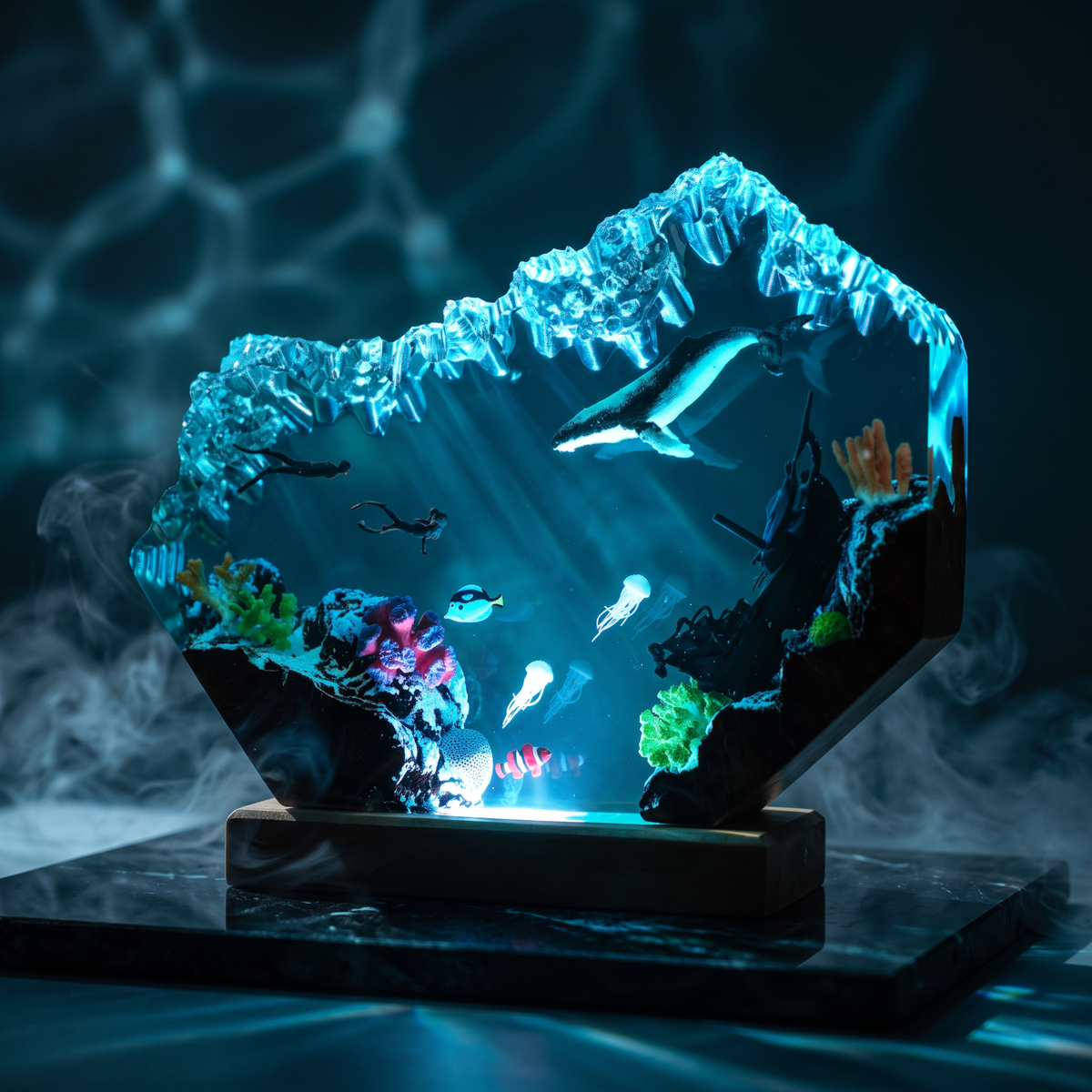 Whale Resin Lamp | Handmade Ocean LED | Lumiverse Resin