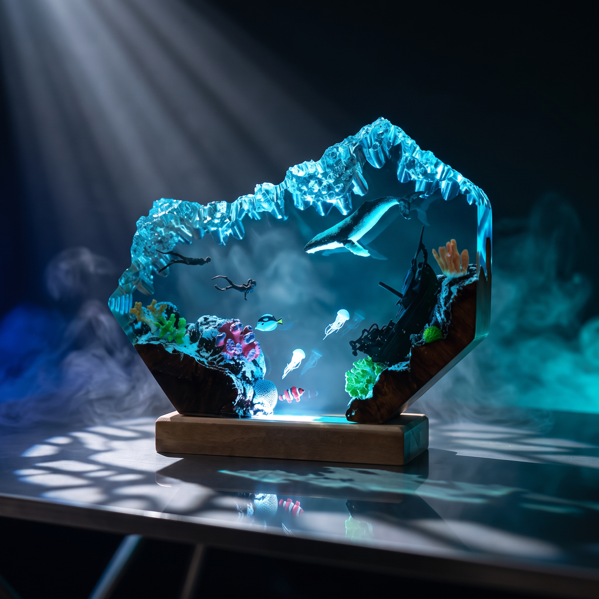 Whale Resin Lamp | Handmade Ocean LED | Lumiverse Resin