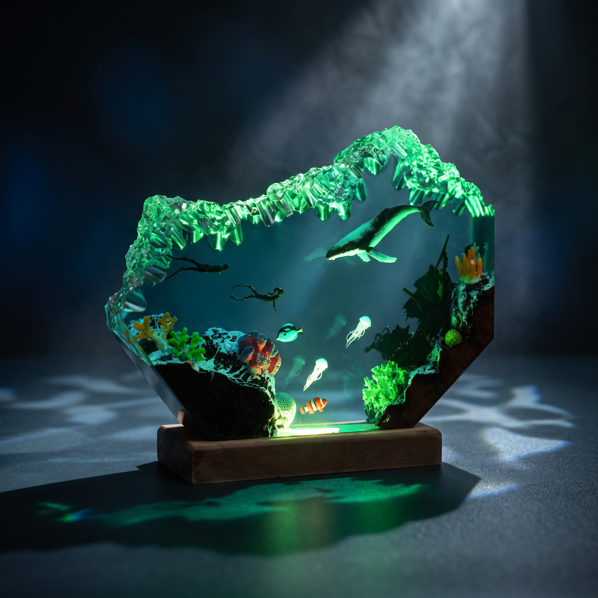 Whale Resin Lamp | Handmade Ocean LED | Lumiverse Resin