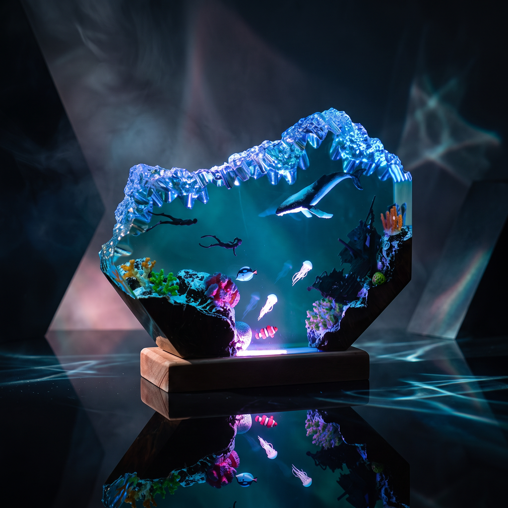 Whale Resin Lamp | Handmade Ocean LED | Lumiverse Resin